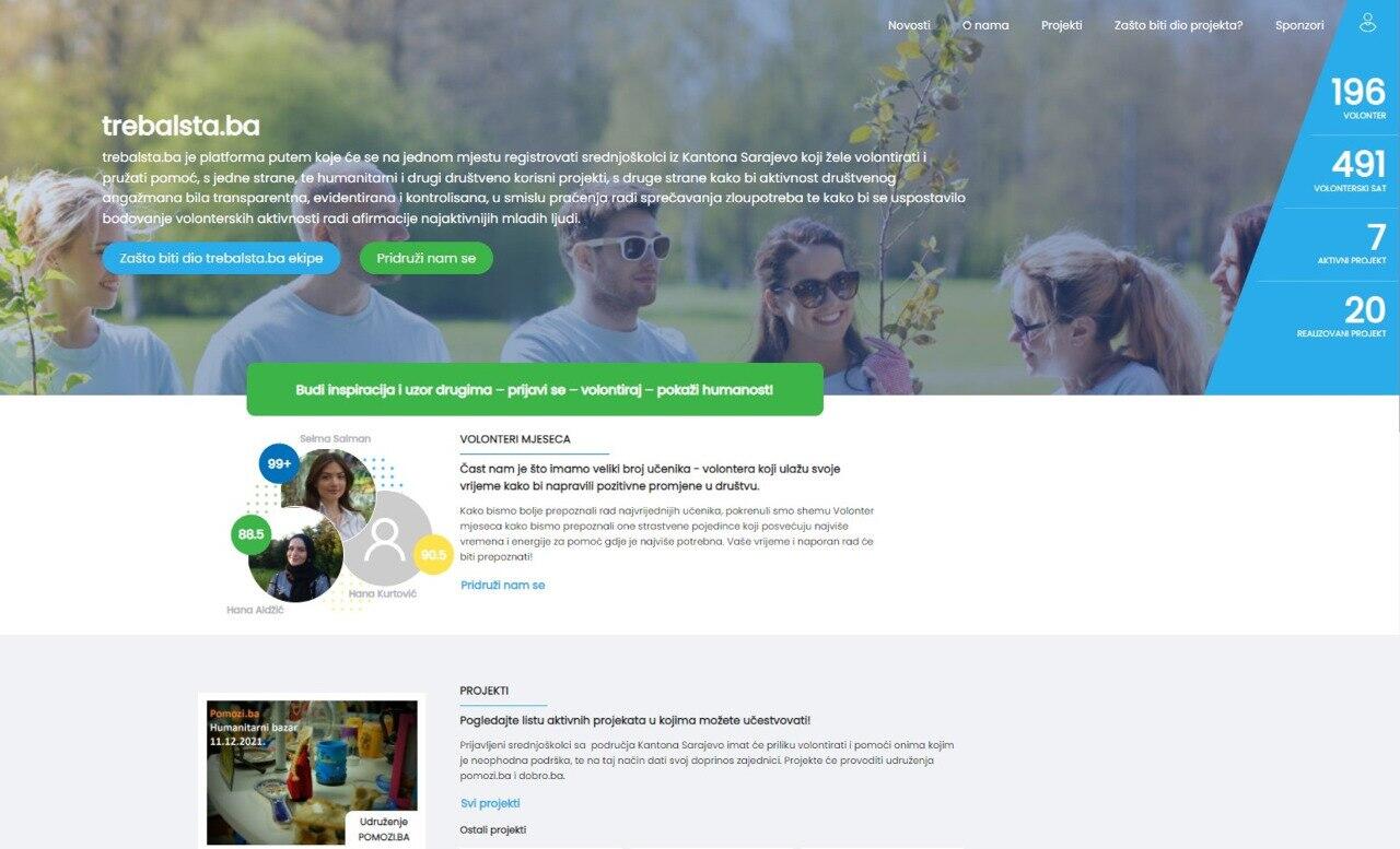Predstavljena web platforma i mobilna aplikacija za volontiranje učenika „Trebalsta.ba“